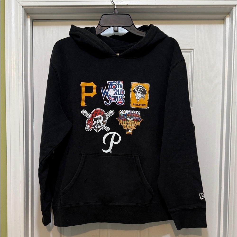 Pittsburgh Pirates Hoodie XL – New Era Cooperstown Multi Logo Black
